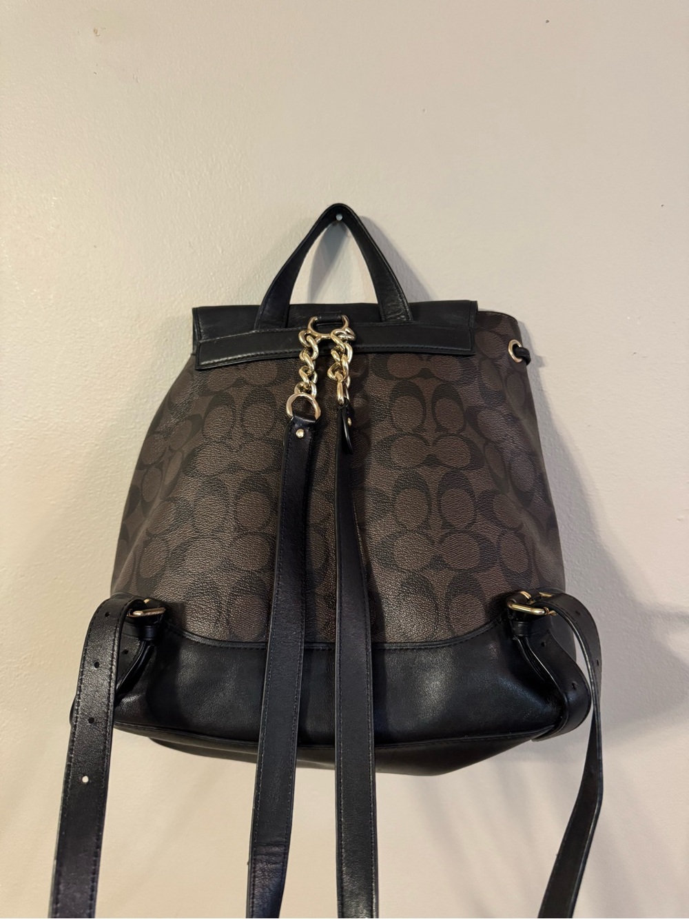 Coach Elle Signature Canvas Backpack in Brown & Black - Picture 2 of 5